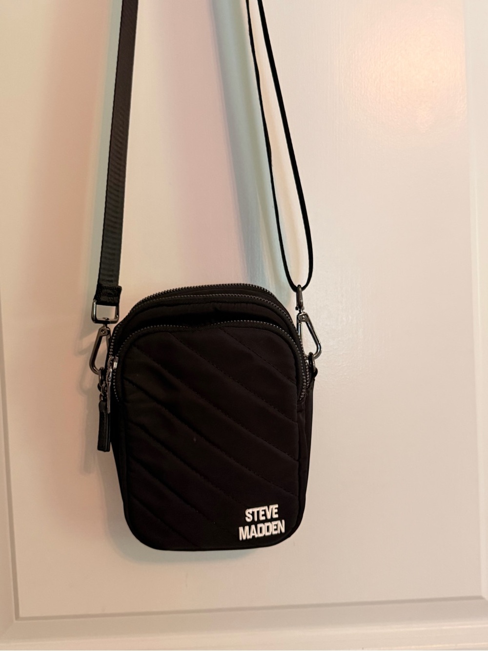 Steve Madden Black Quilted Mini Crossbody Bag